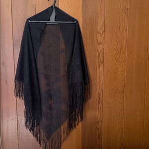 Elegant Black Fringe Shawl